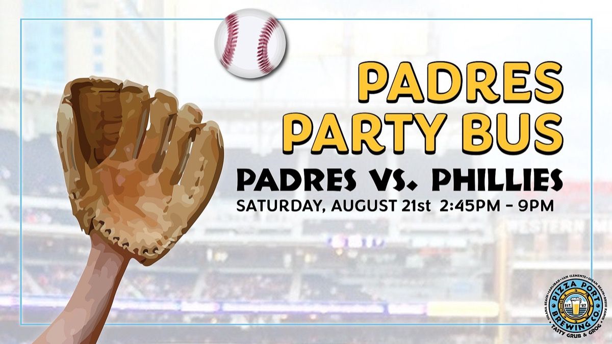 Pizza Port Padres Party Bus Phillies Vs. Padres event artwork
