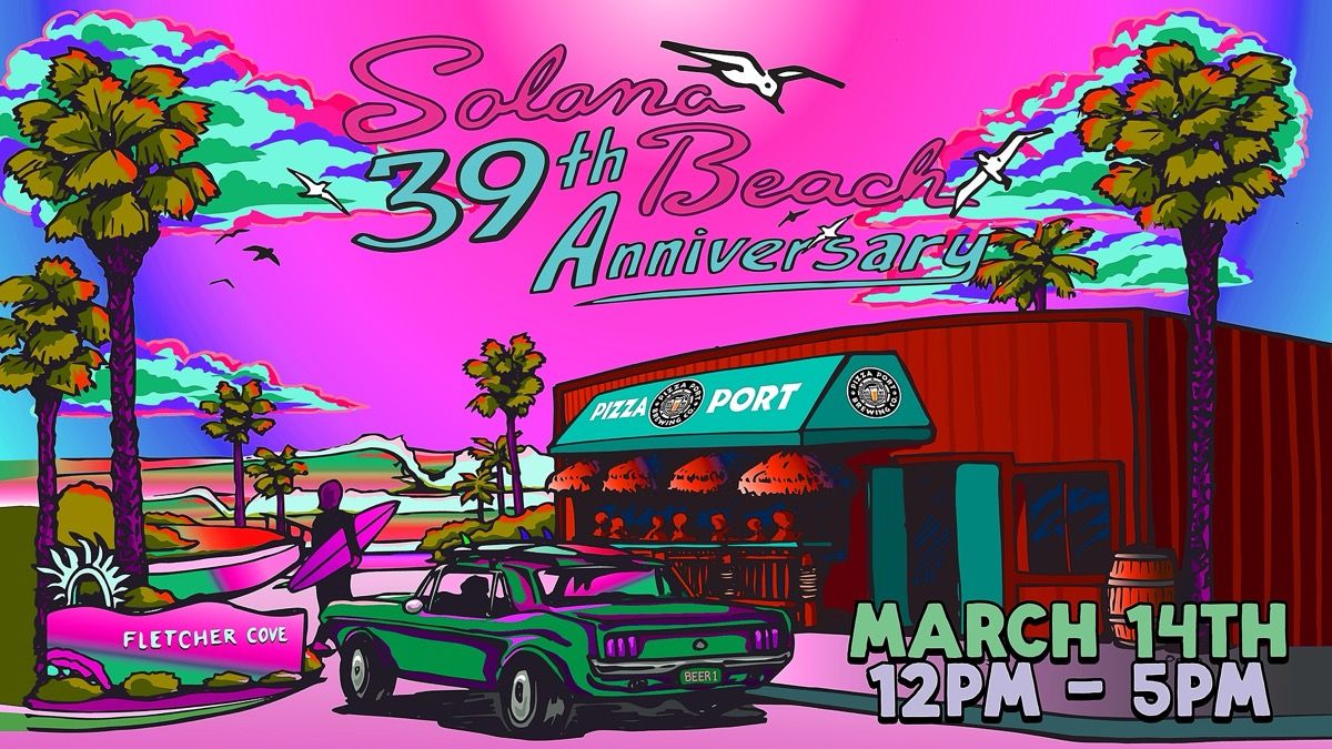 Pizza Port Solana Beach 39th Anniversary Party event artwork