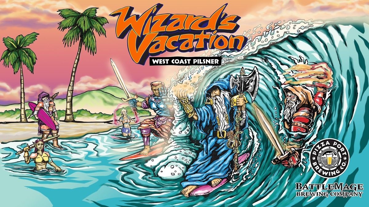 Wizard's Vacation West Coast Pilsner Can Release event artwork